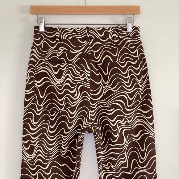 NWT & Other Stories Printed Kick Flare Trousers Twill Cotton Pant Brown Wave 4 - Picture 11 of 15